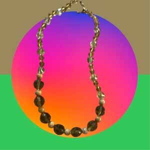 Vintage Green and Yellow Bead Necklace